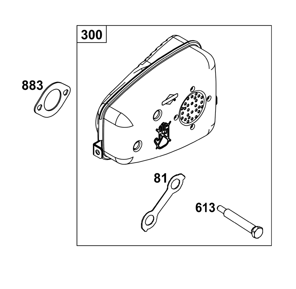 Exhaust Group Diagram and Parts List for 100802-0006-H5 100000 - 19Z999 Briggs and Stratton Engine
